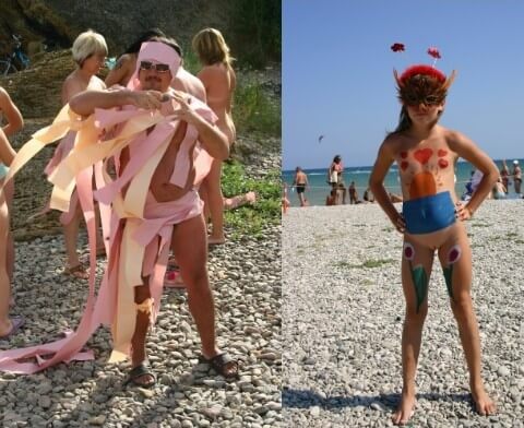 Natural Mud Camouflaging pics - nudism and naturism