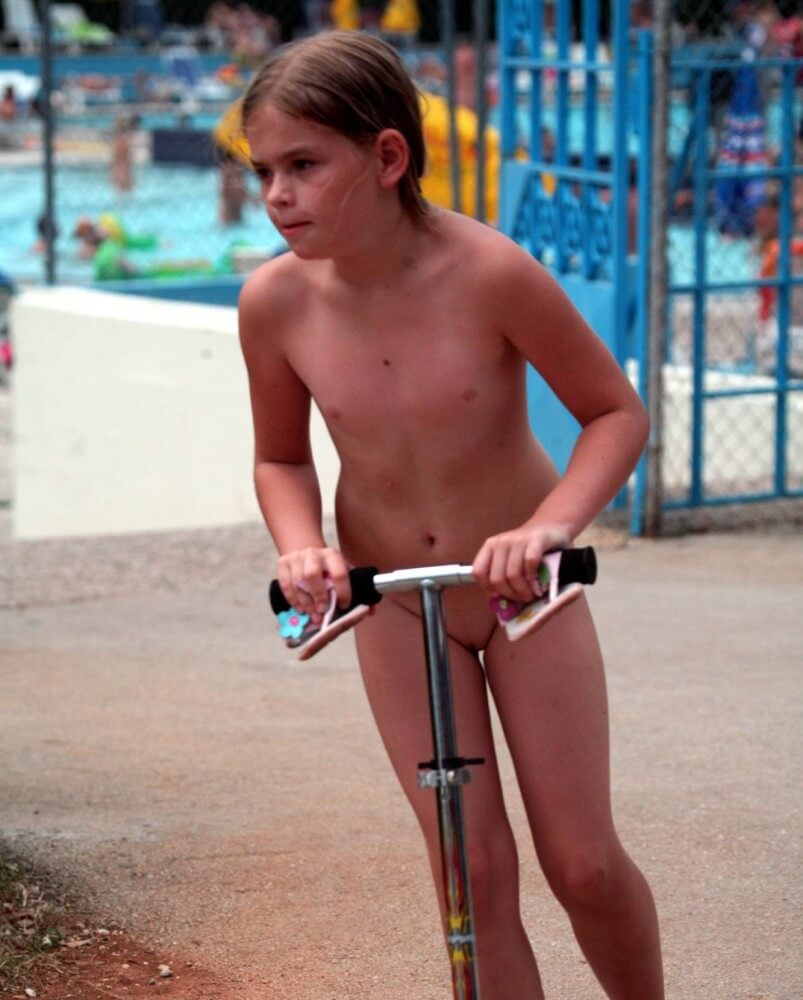 Pool-Side Naturist Scooter pics - nudism and naturism