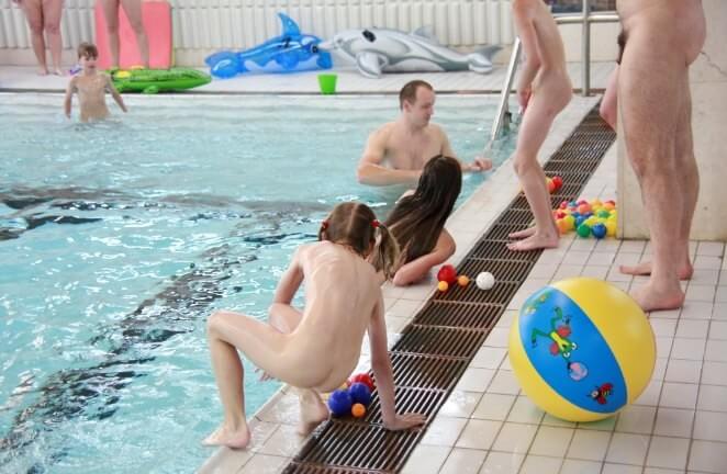 Nude family in the pool photos - nudism and naturism