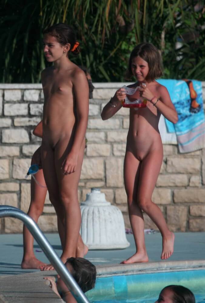 Two Poolside Nudist Girls pics - nudism and naturism