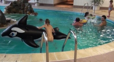Indoor dolphin ride Full HD - nudism and naturism